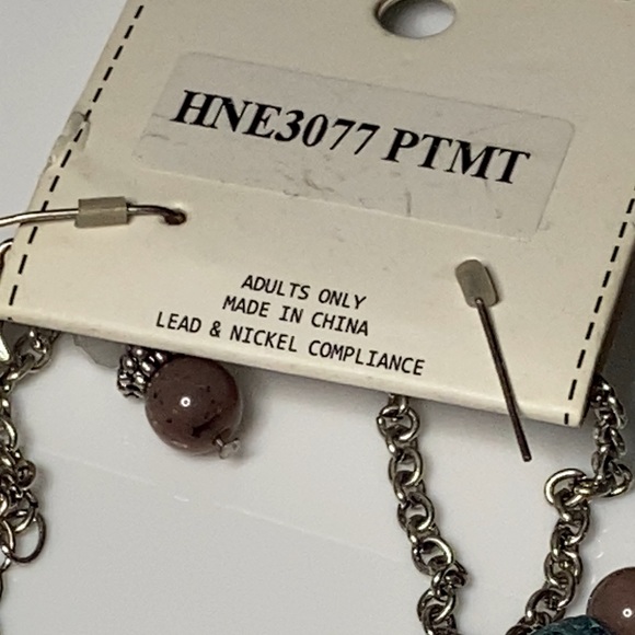 NWT Multi Bead with Heart Pendant Necklace & Earrings Set - Picture 4 of 4